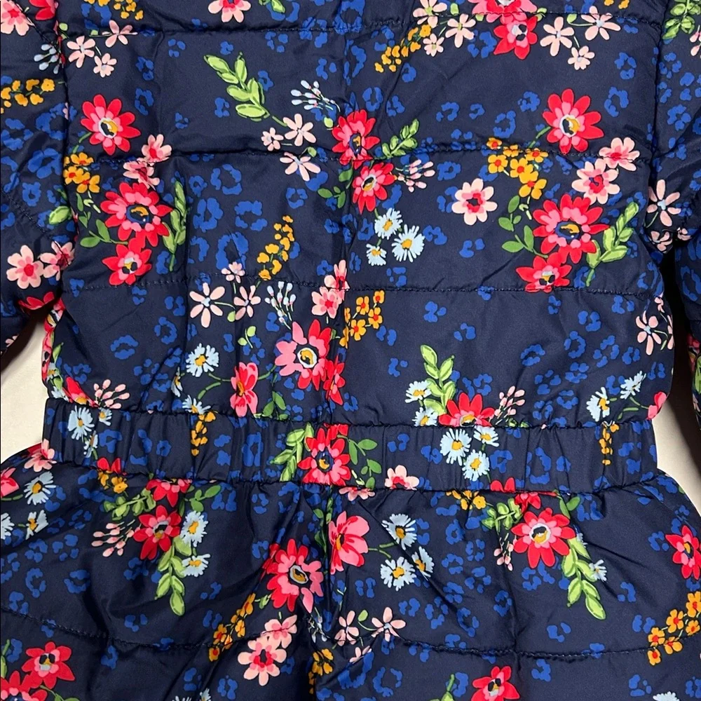 OshKosh B'gosh Navy Floral Puffer Jacket with Pink Lining